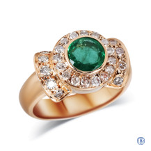 14kt Yellow Gold 0.71ct Emerald and Natural Diamond Estate Ring