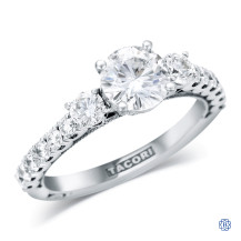 18kt White Gold Tacori Moissanite and 0.75ct Diamond Engagement Ring