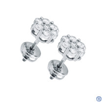 14kt White Gold 1.02ct Diamond Cluster Earrings