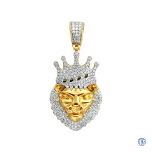 10kt Yellow Gold and Rhodium Plated 1.85ct Diamond Lion Pendant