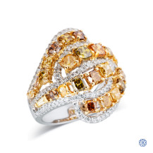 18kt White and Yellow Gold Lady's Multi Colour Diamond Ring