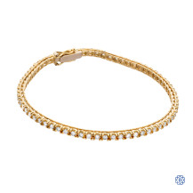 14kt Yellow Gold Lady's Claw Set Round Brilliant Cut 2.27ct Diamond Tennis Bracelet