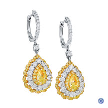18kt White and Yellow Gold Lady's Diamond Drop Earrings