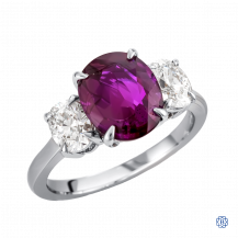 18kt White Gold Three-Stone 2.76ct Ruby and Diamonds Ring