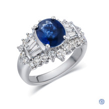 18kt White Gold Lady's 3.00ct Blue Sapphire and 1.57ct Diamond Ring