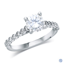 18kt White Gold Tacori Forever One DEF Moissanite and 0.20ct Diamond Engagement Ring