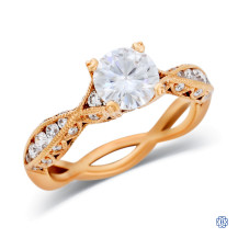 18kt White Gold Tacori Forever One DEF Moissanite and 0.22ct Diamond Engagement Ring