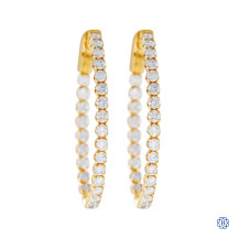 14kt Yellow Gold and 1.46ct Diamond Hoop Earrings