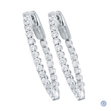 14kt White Gold Lady's 1.09ct Diamond Hoop Earrings