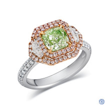 18kt White and Rose Gold Lady's 1.70ct Natural Fancy Green Diamond Ring