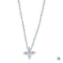 14kt White Gold Angeled Squared 0.14ct Diamond Cluster Pendant with 16'' Chain