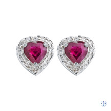14kt White Gold 2.00ct Ruby and 0.40ct Diamond Earrings