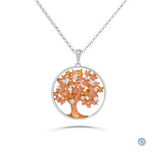 14kt White, Yellow, and Rose Gold 0.58ct Maple Leaf Diamonds Lady's Pendant with Chain