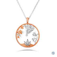 14kt White and Rose Gold 0.69ct Lady's Maple Leaf Diamonds Pendant with Chain