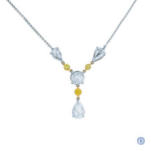 18kt White Gold Pendant with White and Yellow Maple Leaf Diamonds