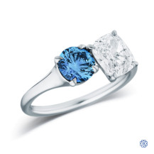 14kt White Gold Lab-Created 2.53ct Blue Diamond Engagement Ring