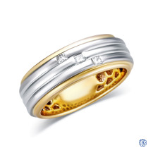 10kt White and Yellow Gold Gentleman's 0.13ct Diamond Wedding Band