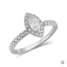 14kt White Gold 0.34ct Marquise Cut Maple Leaf Diamonds Engagement Ring