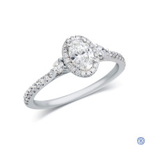 18kt White Gold Maple Leaf Diamonds Lady's Oval Cut 0.50ct Diamond Engagement Ring