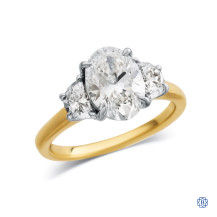 14kt Yellow and White Gold Lady's Lab-Created 3-Stone Round Brilliant Cut 3.01ct Diamond Engagement Ring