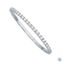 14kt White Gold Lady's Lab-Created 4.00ct Diamond Flexible Bangle Style Tennis Bracelet