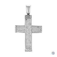18kt White Gold Gentleman's 8.82ct Diamond Vintage Cross Pendant