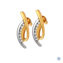 18kt Platinum Yellow Gold Lady's Channel Set 0.25ct Diamond Earrings