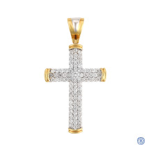 14kt Yellow and White Gold Gentleman's 2.00ct Diamond Cross Pendant