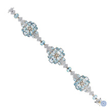 18kt White Gold 34.20ct Aquamarine and 2.58ct Diamond Bracelet