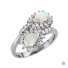 18kt White Gold Opal and Diamond Vintage Ring