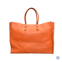 Balenciaga Orange Leather Zip Tote