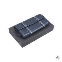 Bottega Veneta Intrecciato Long Flap Wallet in Navy Leather