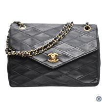 Chanel Vintage Black Lambskin Envelope Bag with gold hardware