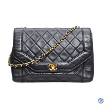 Chanel Navy Lambskin Single Flap Diana Shoulder Bag