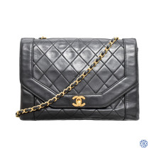 Chanel Black Lambskin Single Flap Diana Shoulder Bag