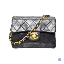 Chanel Black Leather Mini Half Flap Shoulder Bag
