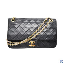 Chanel Black Double Flap with Gold Hardware and Limited Edition Strap