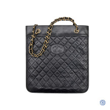 Chanel Navy Flat Tote with Chain Strap