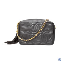 Chanel Black Leather Triple C Camera Bag with Tassle