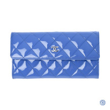 Chanel Patent Quilted Foldover Wallet