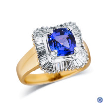 18kt Yellow and White Gold Estate Lady's 3.55ct Tanzanite and Diamond Ring