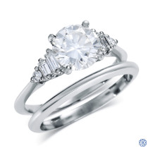 Platinum Lady's 1.43ct Diamond Estate Engagement Ring with matching plain wedding Band