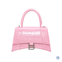 Balenciaga Hourglass Embossed Croc Pink Shoulder Bag