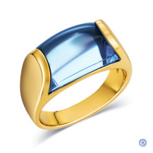 18kt Yellow Gold Bulgari Tronchetto Blue Topaz Vintage Ring