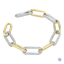10kt Yellow Gold Bracelet with White Gold Diamodn Pavé Clips