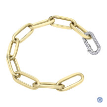 10kt Yellow Gold Bracelet with White Gold Pové Diamond Link