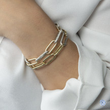 10kt Yellow Gold Bracelet with White Gold Pavé Diamond Link
