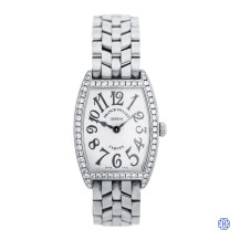 Franck Muller Stainless Steel Ladies Cintree Curvex with Diamond Bezel Watch