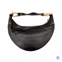 Gucci Bamboo Guccissima Black Hobo Leather Bag