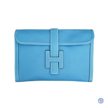 Hermès Jige Blue Jean Clemence Clutch 